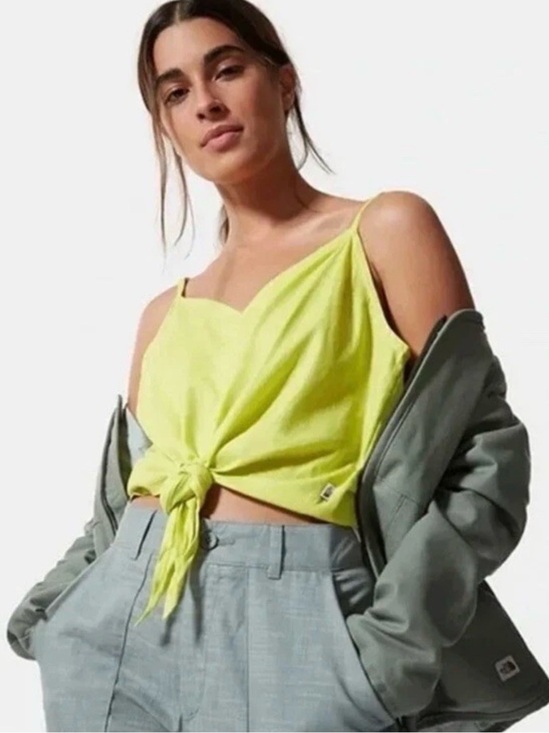The North Face Tops - NWT The North Face Hillrose Neon Yellow Hemp Tie Front Tank Top Medium